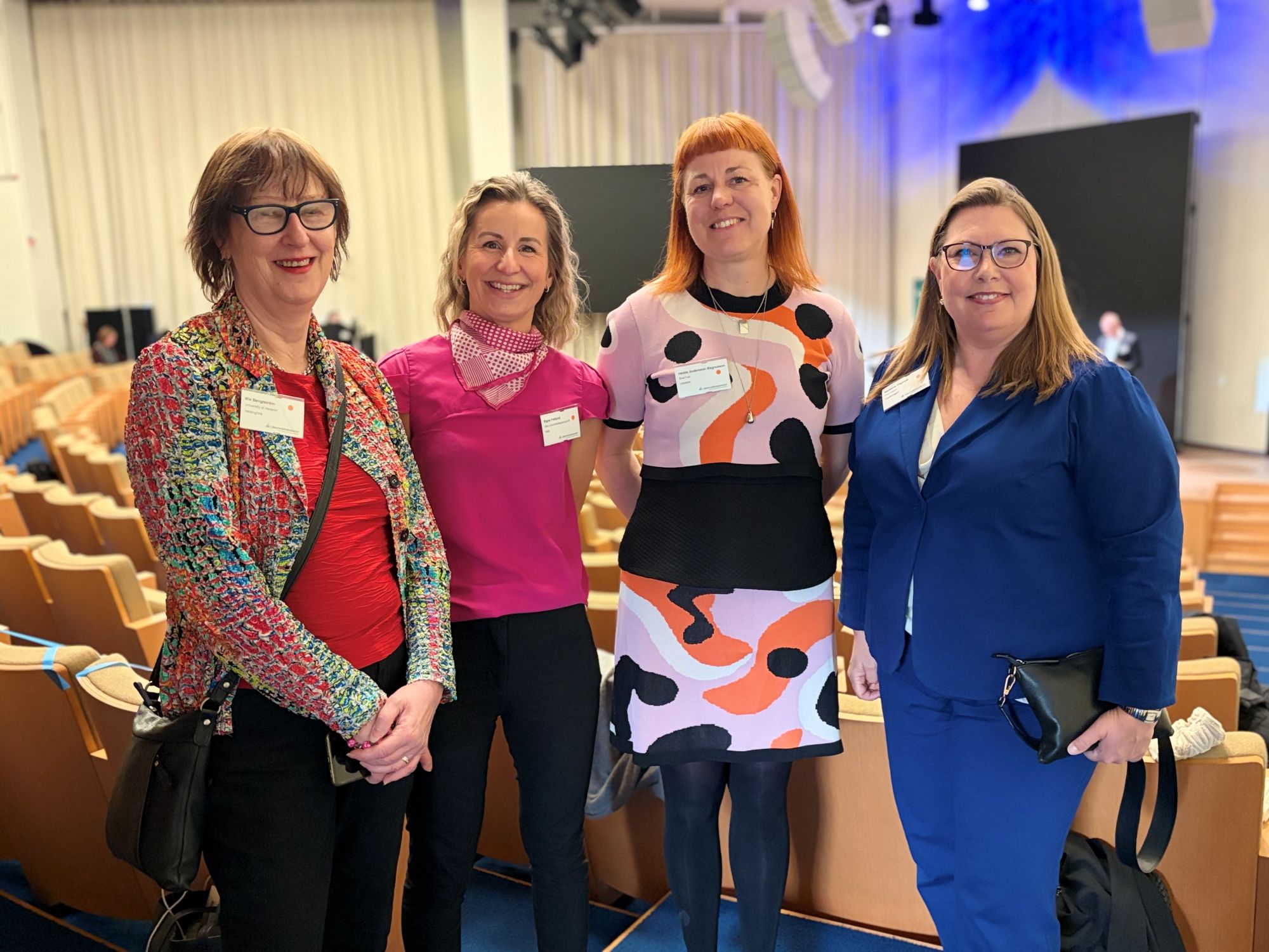 Fra venstre: Mia Bengtström fra Helsinki universitet, Signe Fretland fra NorTrials, Hedda Magnusson, fra SweTrial og Marianne Pilgaard fra Trial Nation