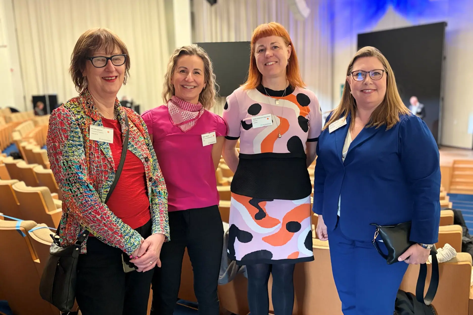 Fra venstre: Mia Bengtström fra Helsinki universitet, Signe Fretland fra NorTrials, Hedda Magnusson, fra SweTrial og Marianne Pilgaard fra Trial Nation